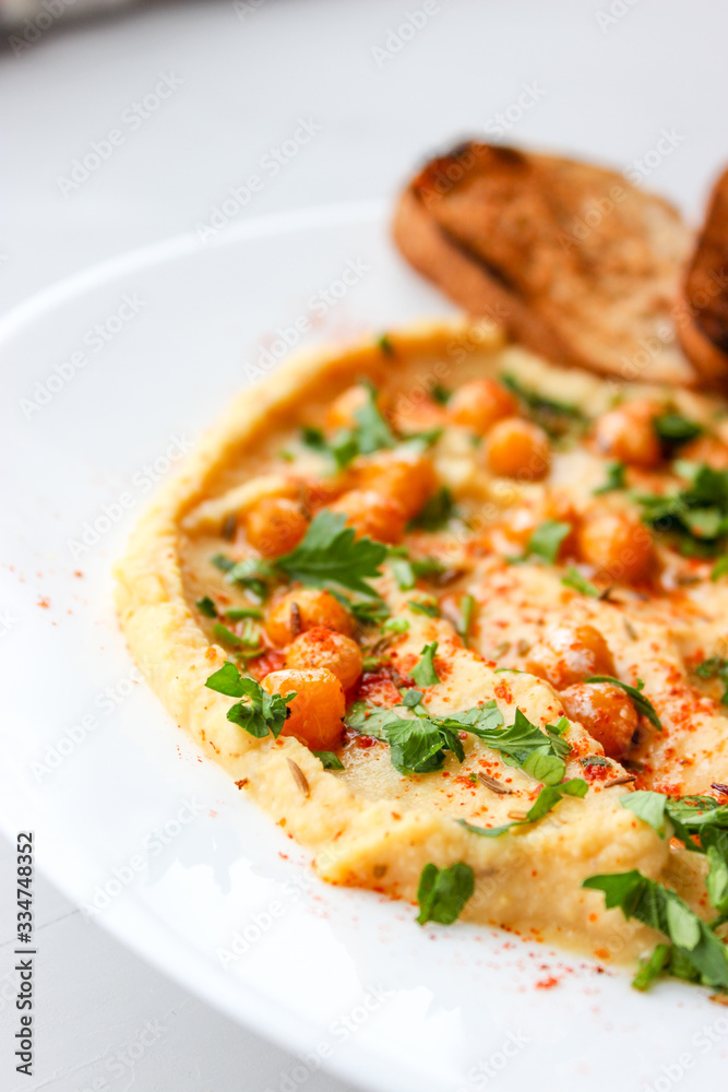 Chickpea hummus, made with croutons Chickpea hummus, made with croutons