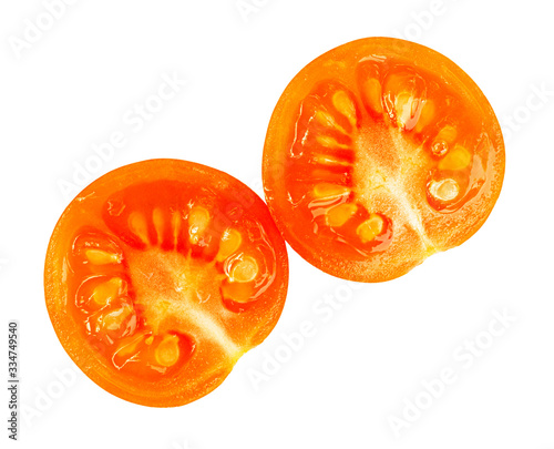 Red Cherry Tomato. The scientific name is Lycopersicon esculentum. isolated on white background. Clipping path.