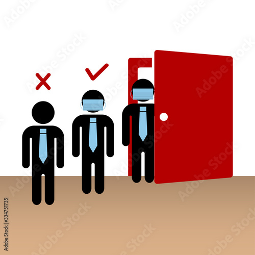Wallpaper Mural Pandemic, the new coronavirus. The concept of the symbol entry into the room without a medical mask, as the protection and prevention of viruses, diseases, is prohibited. Vector illustration. Torontodigital.ca