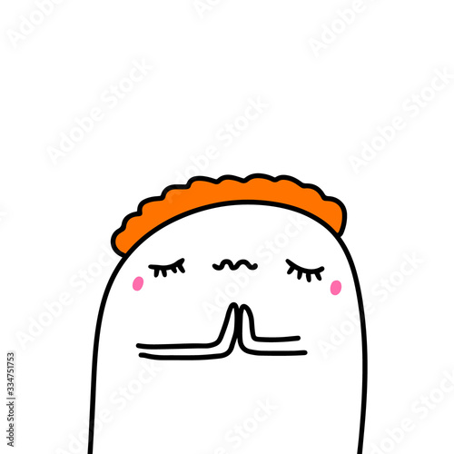 Man prying hand drawn vector illustration in cartoon comic style