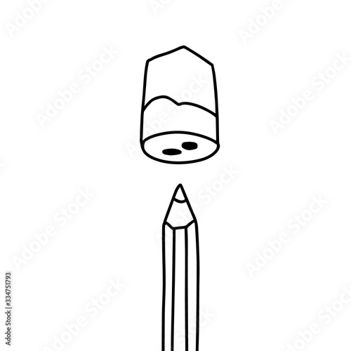 Pencil sharpener hand drawn vector illustration in cartoon comic style office equipment