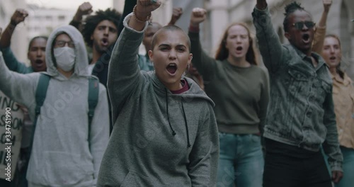 Activists protesting outdoors in the city