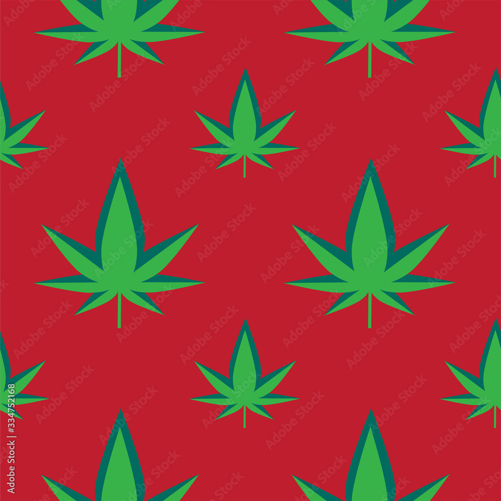 Vector illustration with cannabis leaves. Cannabis pattern. Great for backgrounds, fabrics, wrapping paper, etc.