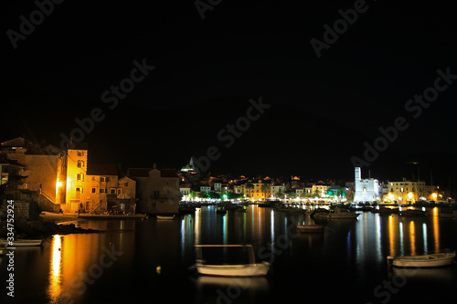 Old town of Komiza by night  Vis island  Croatia