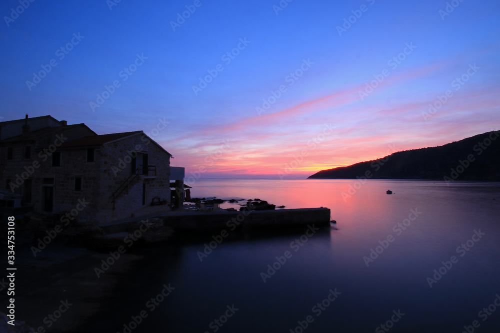 Sunset at Adriatic sea, Komiza, Vis island