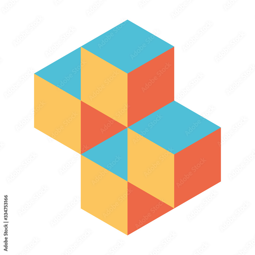 Fototapeta premium Cross of cubes. Retro colored. Isometric 3D vector object
