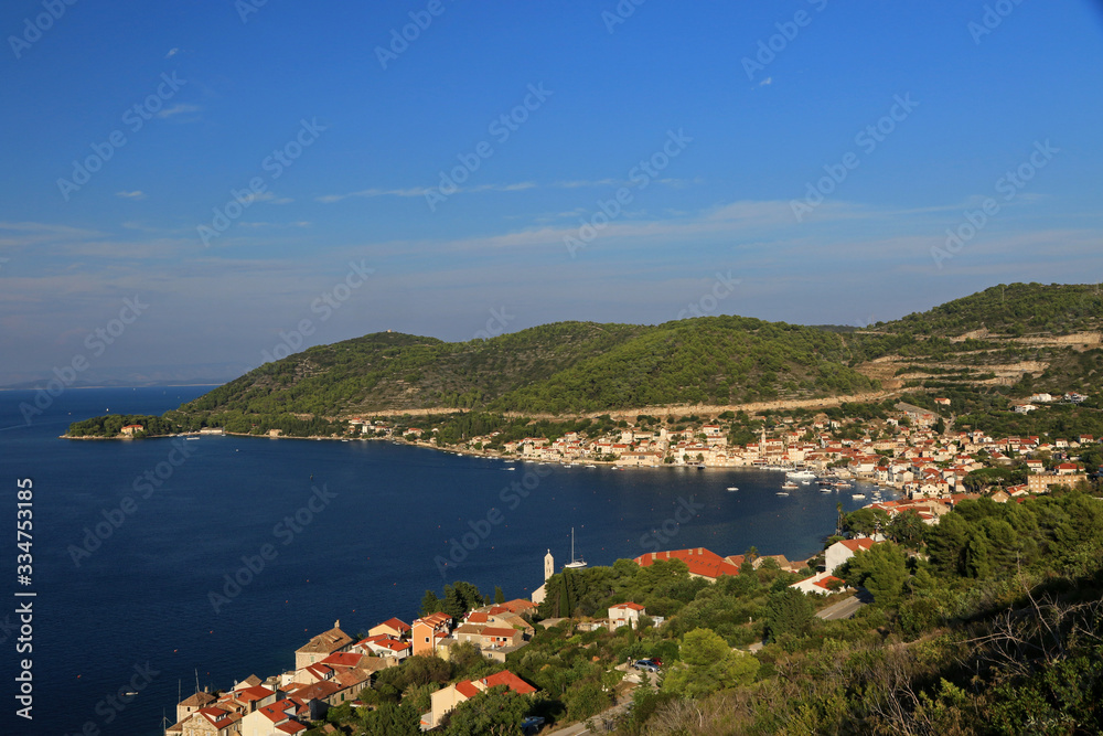 Landscape of Vis town on Vis island, Croatia
