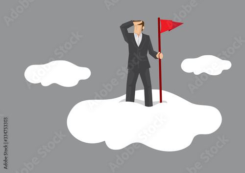 Looking Over from Above Vector Cartoon Illustration
