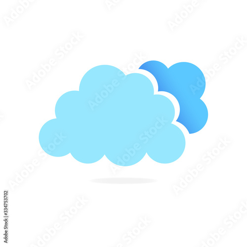 Blue fluff clouds icon isolated on white background vector object