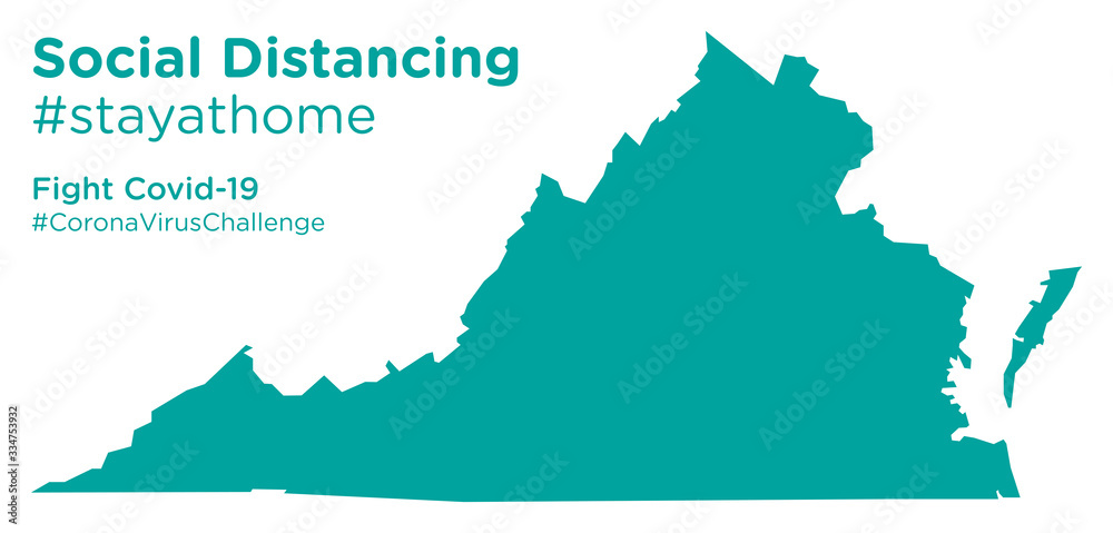Virginia state map with Social Distancing stayathome tag