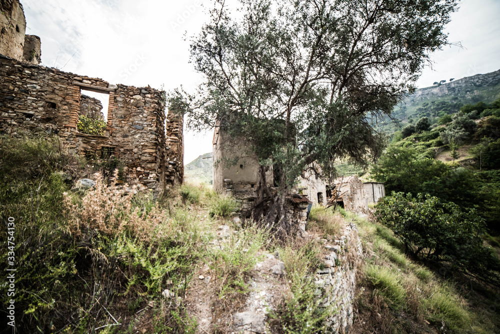 A walk trekking an abandoned village in a small town A walk trekking an abandoned village in a small town