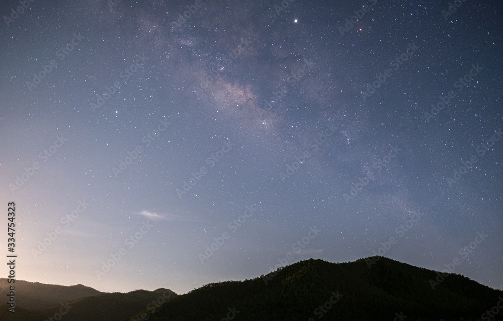 Stars and milky way at the viewpoint at the mountain side at night, very beautiful Stars and milky way at the viewpoint at the mountain side at night, very beautiful