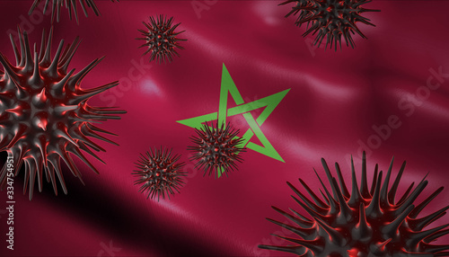 Corona Virus Outbreak with Morocco Flag Coronavirus Concept