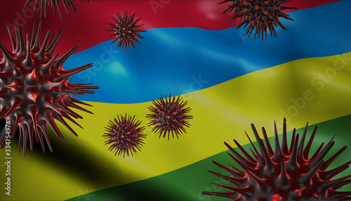 Corona Virus Outbreak with Mauritius Flag Coronavirus Concept