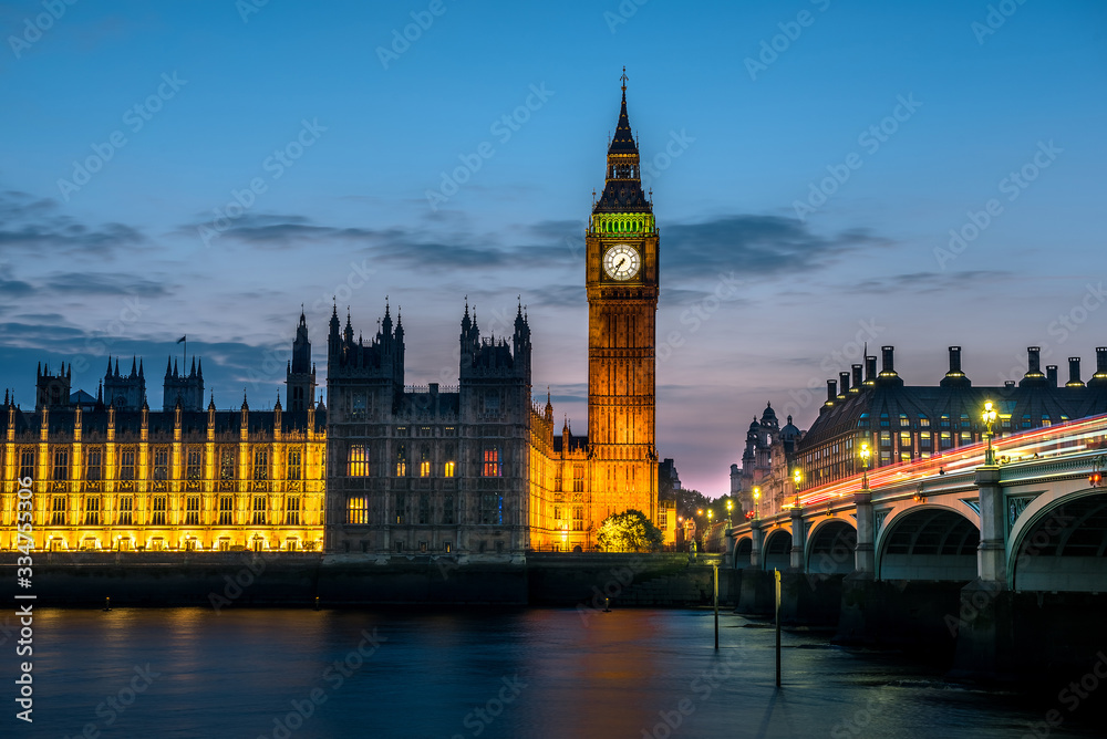 Westminster abbey and big ben at night, London, UK