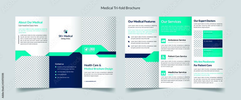 Medical, healthcare trifold brochure template