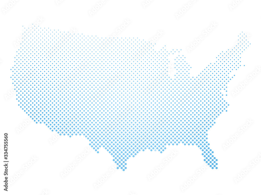 Fototapeta premium United States of America. Dotted halftone map of USA. Simple flat vector illustration