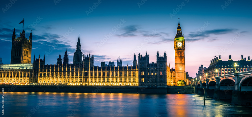 Westminster abbey and big ben at night, London, UK