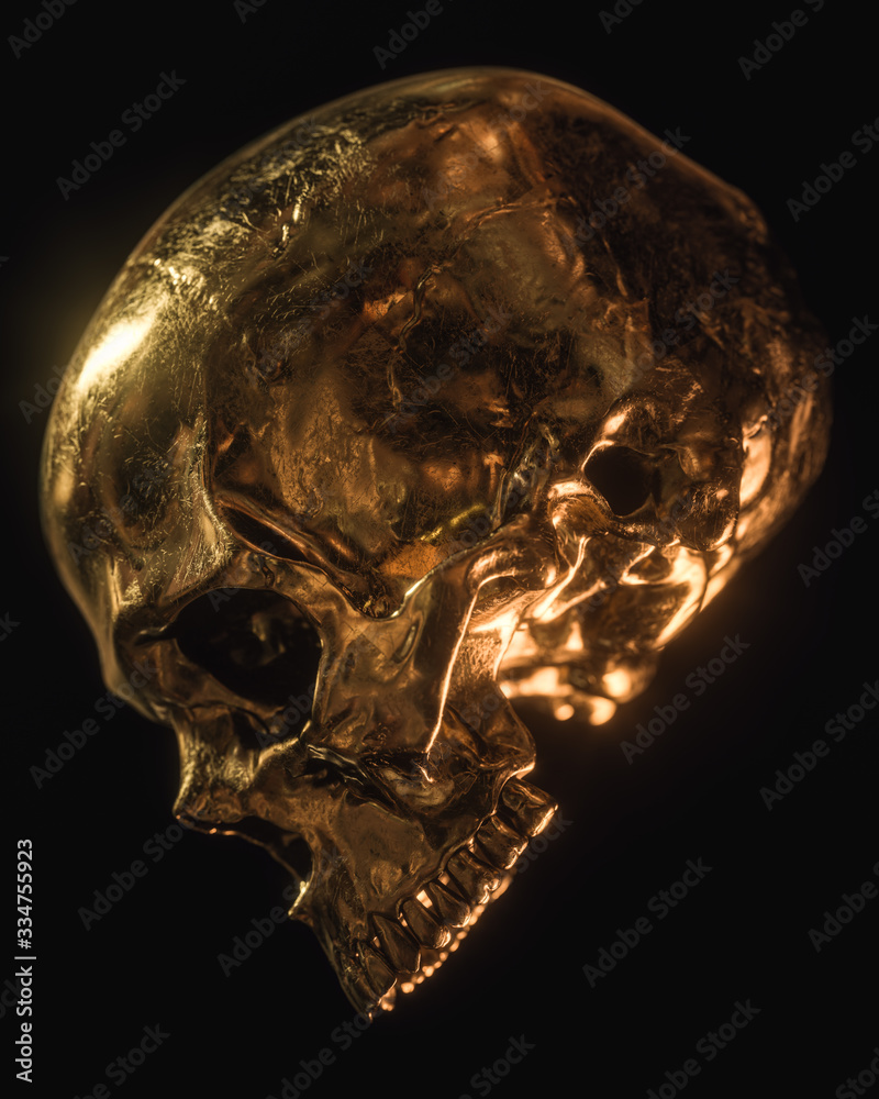 Gold Skull Isolated On Black Background Gold Skull Isolated On Black Background