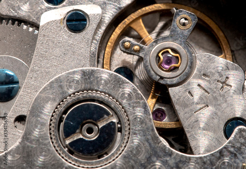 Obraz na płótnie mechanism, inside an antique watch, closeup macro view w salonie
