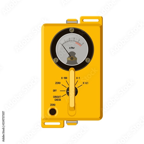 Geiger counter. Device to meter radiation nuclear danger for safety or science. Vector