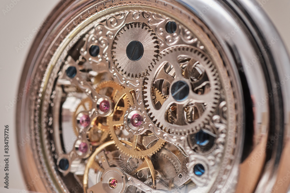 precise gears of a pocket watch