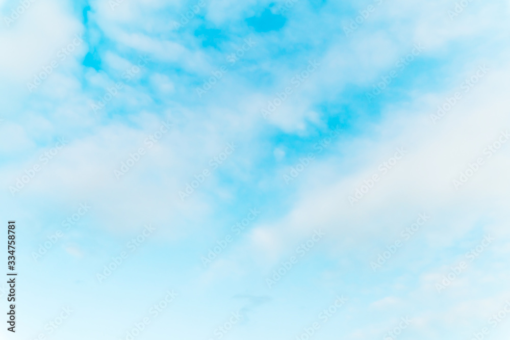 Blue sky with white cloud. Beautiful sky background and wallpaper. Clear day and good weather in the evening. bright,Thailand-Malaysia border.