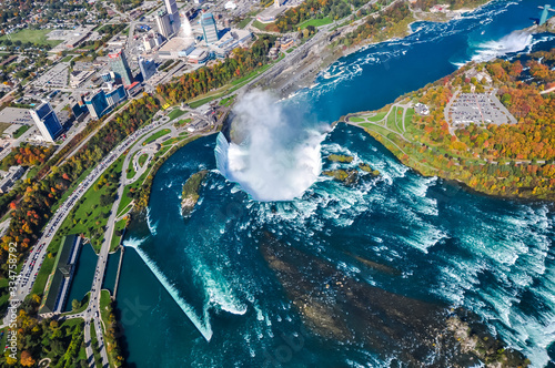 Canvastavla Niagara waterfall from above, Aerial view of Niagara waterfall.