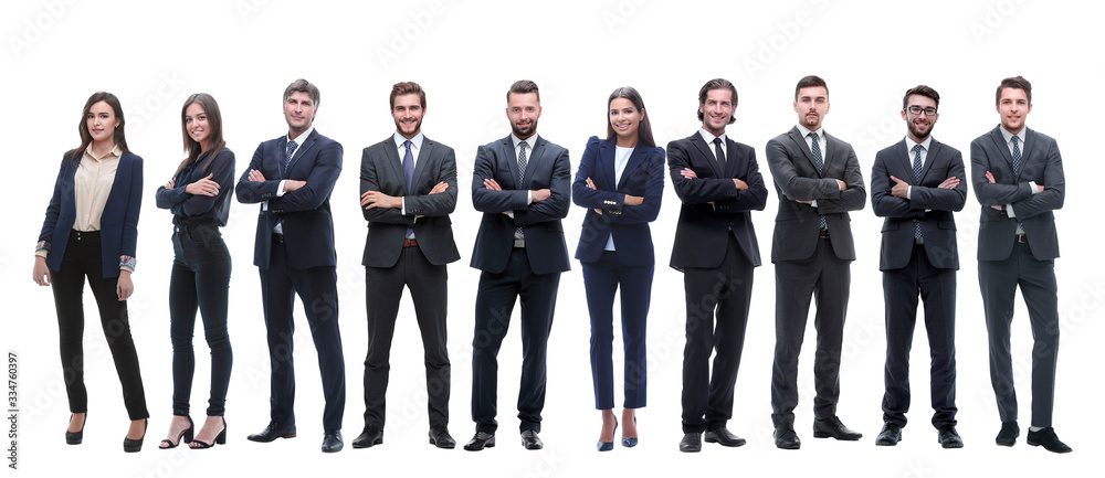 group of young successful entrepreneurs standing in a row
