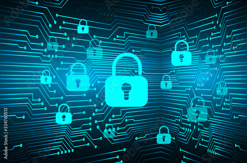 Closed Padlock on digital background, cyber security
