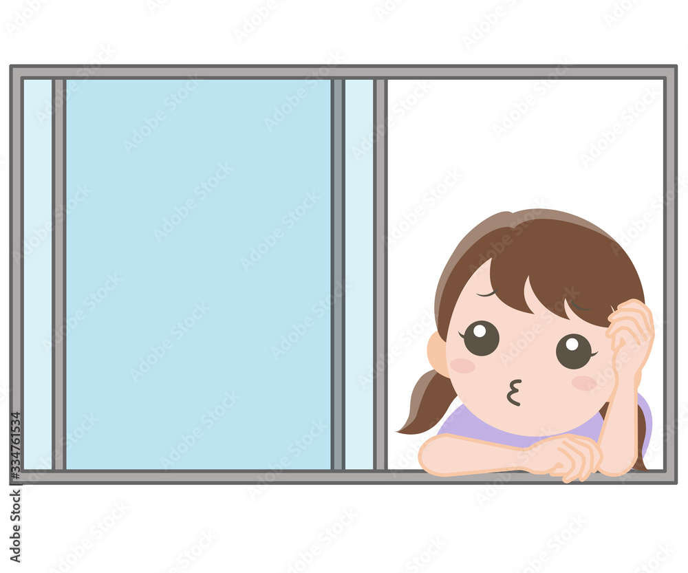 窓の向こうで退屈している女の子 窓の向こうで退屈している女の子