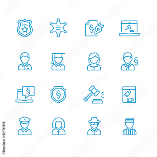 Vector justice and legal icon set