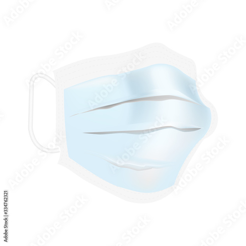Medical mask vector icon. Hospital breathing medical respirator face mask. Protection against viruses and disease.