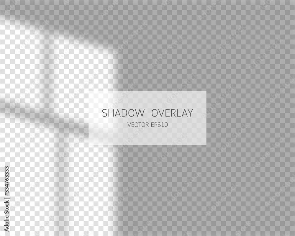 Fototapeta premium Shadow overlay effect. Natural shadows from window isolated on transparent background. Vector illustration. 