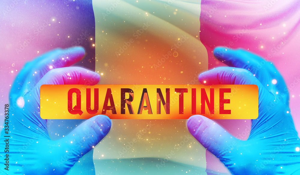 Quarantine area concept,, medical concept with flag of Belgium. Pandemic 3D illustration.