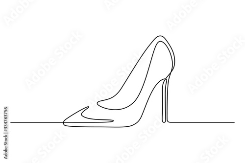 High-heeled shoe in continuous line art drawing style. Elegant women stiletto heels minimalist black linear sketch isolated on white background. Vector illustration