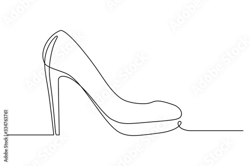 Fotografia High-heeled shoe in continuous line art drawing style