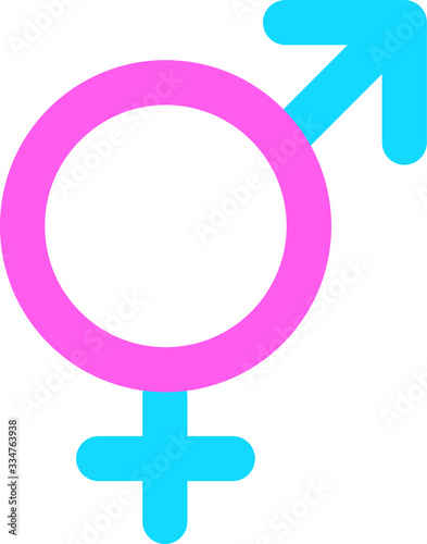 pink and blue bigender icon. vector woman + man two genders at the same time