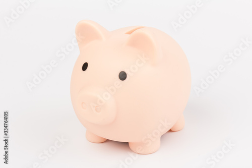 Pink piggy Bank isolated on white background.Concept of savings