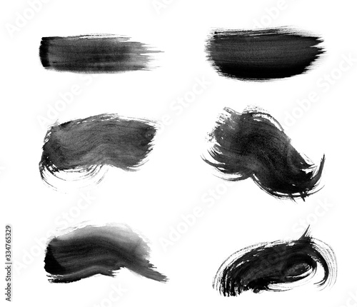 Set of vector black ink brushes
