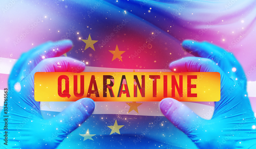 Quarantine area concept,, medical concept with flag of Cape Verde. Pandemic 3D illustration.