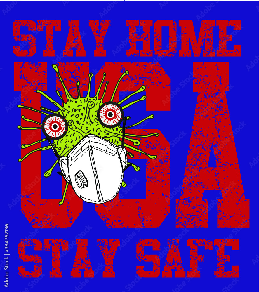 Obraz premium stay home america graphic design vector art