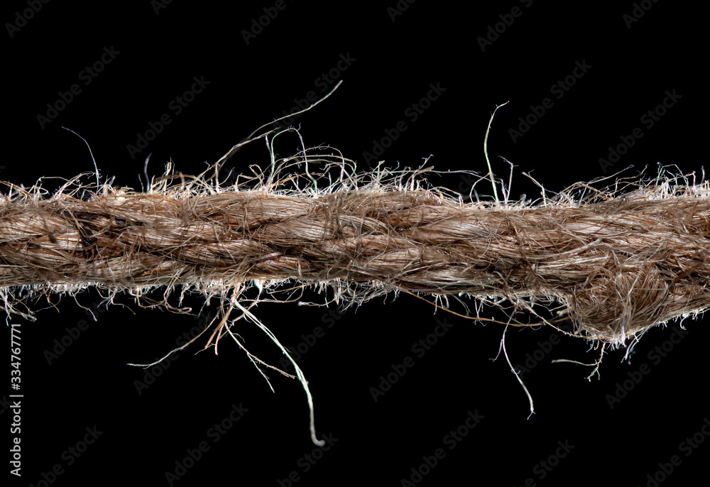 Fototapeta premium Twisted manila rope isolated on black
