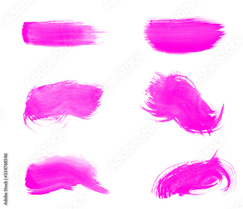 Set of abstract purple watercolor brush strokes