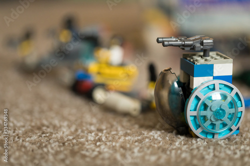 Close up of blocks toys playing on carpet