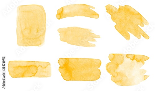 Set of yellow vector smears brushes