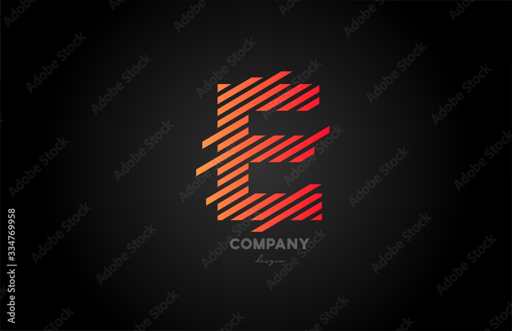 E orange alphabet letter logo icon design for business and company