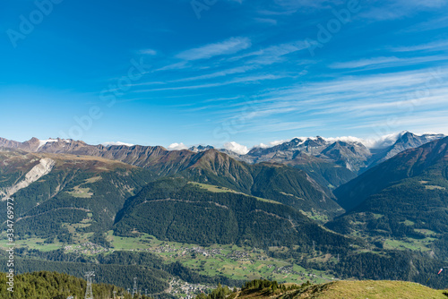 Panoramic view of the Swiss Alps in the Jungfrau region, Switzerland. Travel concept