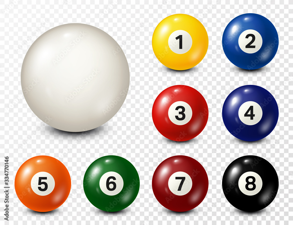 Billiard, pool balls with numbers collection. Realistic glossy snooker ball. White background. Vector illustration. Billiard, pool balls with numbers collection. Realistic glossy snooker ball. White background. Vector illustration.