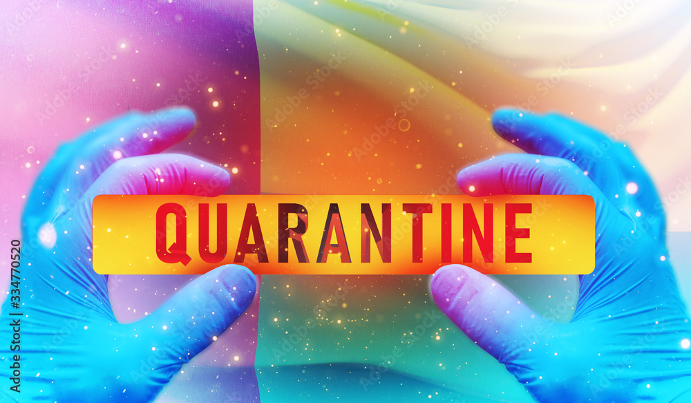 Quarantine area concept,, medical concept with flag of Guinea-Bissau. Pandemic 3D illustration.